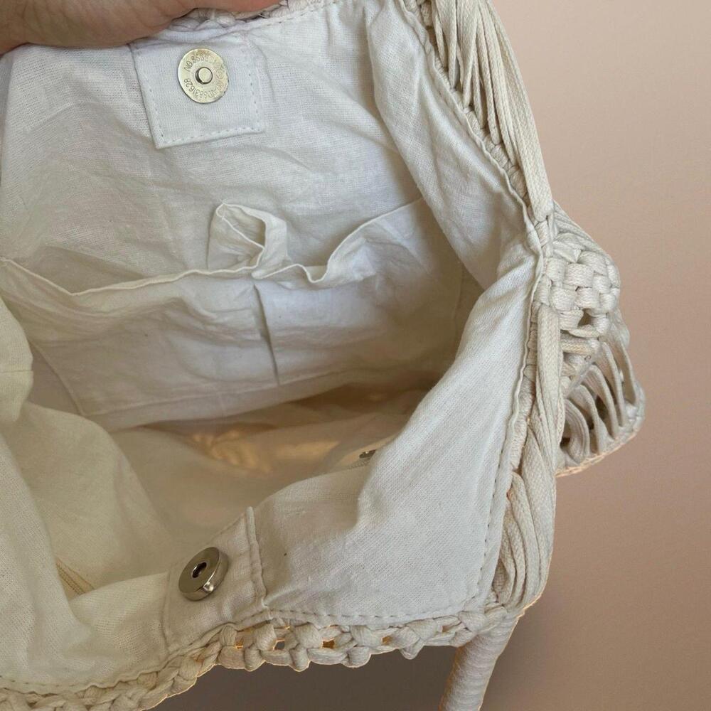 London Kaye Woven Crochet, Boho Coastal Cream‎ Ivory Shoulder Bag - Picture 4 of 6